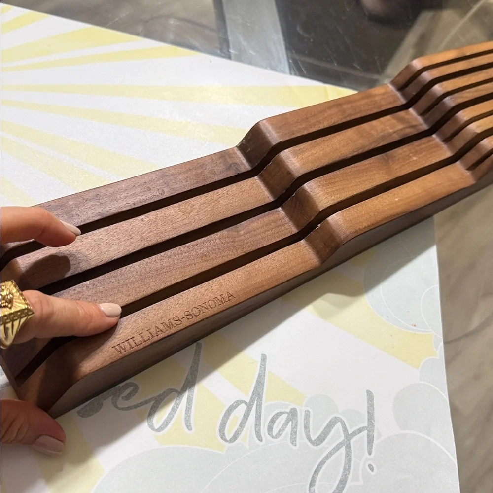 Williams Sonoma Brown Wooden Knife Organizer
